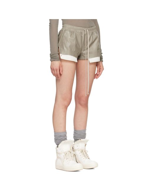 Rick Owens Multicolor Taupe Tower Fog Boxer Leather Shorts