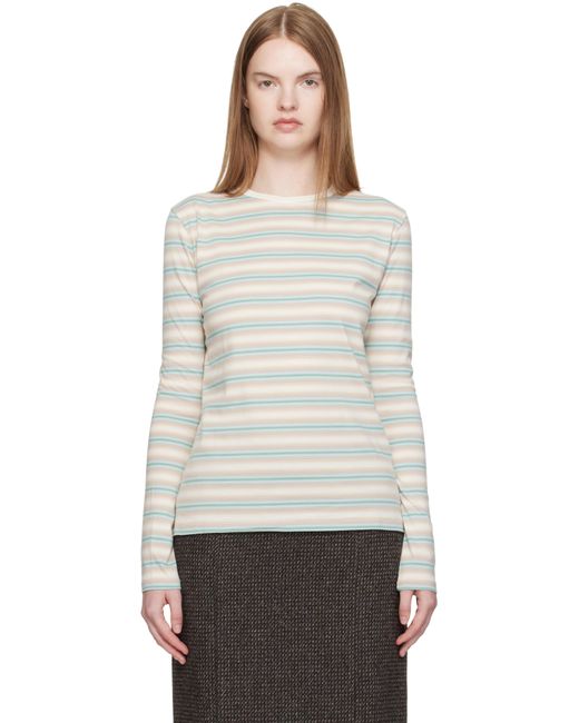 AURALEE Gradient Stripe Jersey L/S T-Shirt in White | Lyst