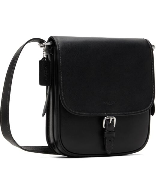 COACH Black Hitch Flap Crossbody Bag for men