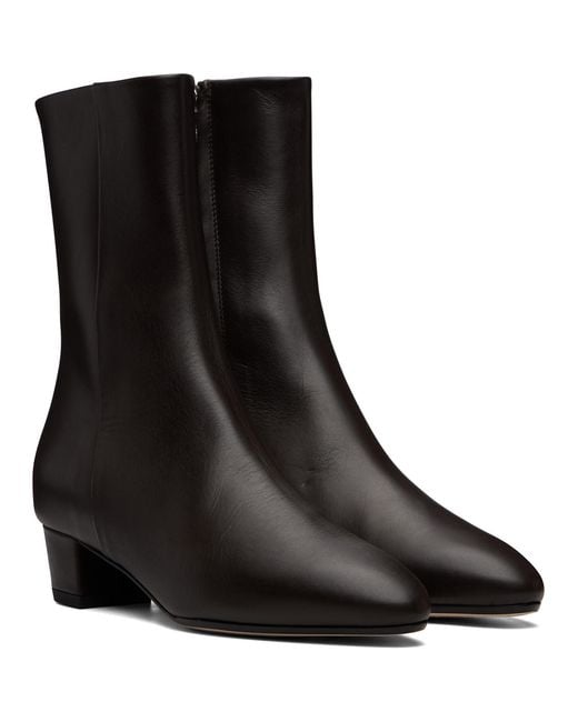 Aeyde Black Yasmin Leather Ankle Boots