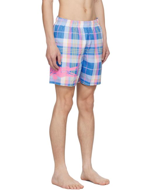 Lacoste Blue & Pink Check Swim Shorts for men