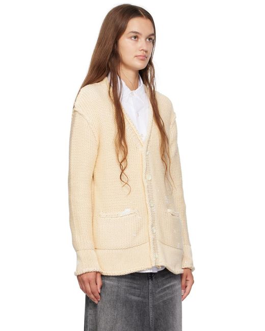 R13 Natural Off-white Rolled Cardigan
