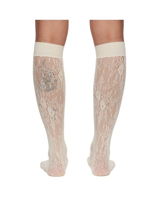 Swedish Stockings Brown Off- Rose Knee-High Stockings