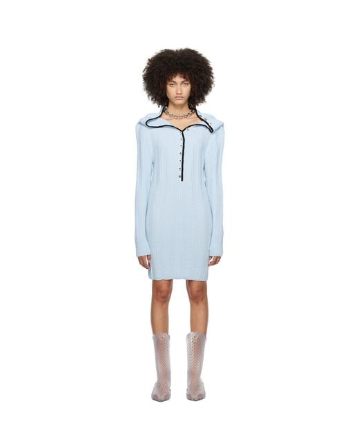 Y. Project Black Blue Ruffle Necklace Minidress