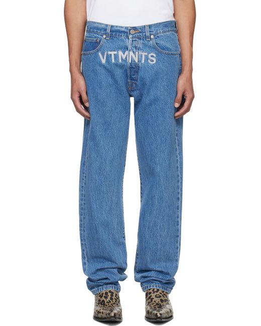 VTMNTS Blue Embroide Jeans for men