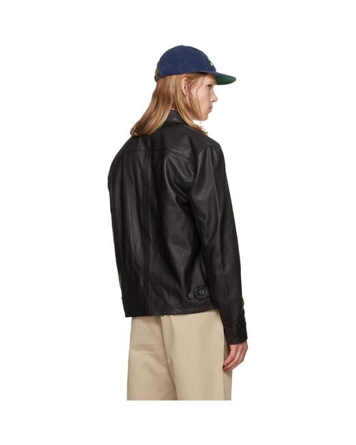 Polo Ralph Lauren Black 'The Bayville' Leather Jacket for men