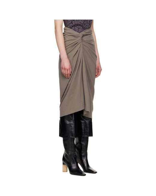 Dries Van Noten Black Taupe Knotted Jersey Midi Skirt