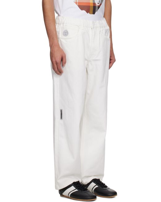 Aape By A Bathing Ape White 'Aape Now' Moonface Logo Jeans for men