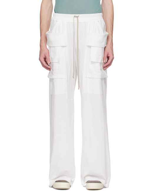 メンズ Rick Owens オフホワイト Hollywood Creatch ワイド カーゴパンツ White