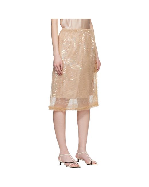 Renaissance Renaissance Natural Tati Sequin Midi Skirt