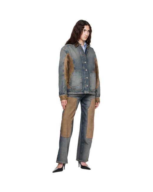 Off-White c/o Virgil Abloh Blue Corduroy Patch Balloon Jeans