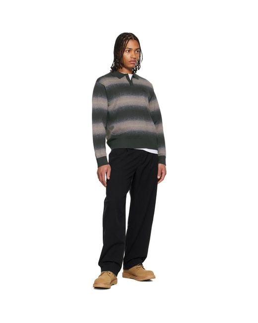 Dime Black Striped Rugby Sweater for men