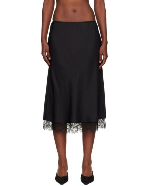 Rohe ブラック Lace-Trimmed シルク ミディアムスカート Black