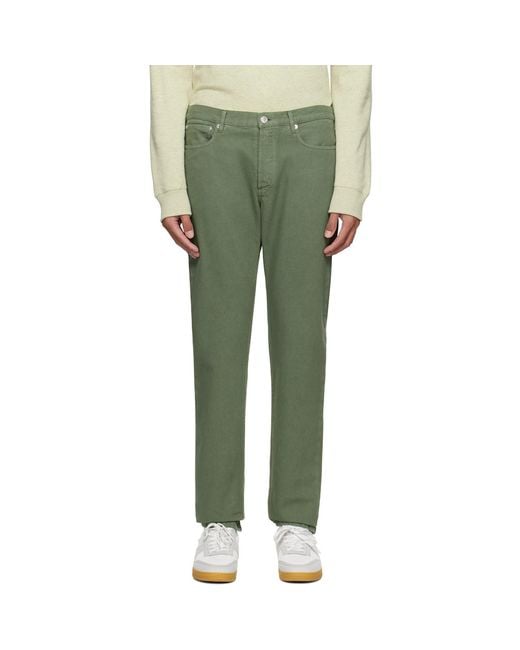 A.P.C. Green Mid-Rise Tapered Jeans for men