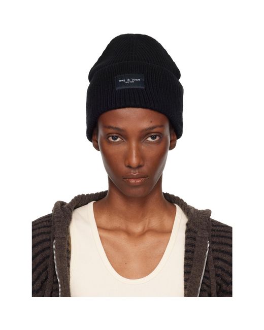 Rag & Bone Black Blake Wool Beanie