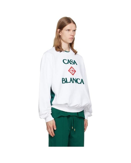 Casablanca White Diamond Logo Embroidered Sweatshirt for men