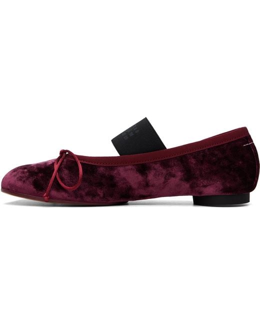 MM6 by Maison Margiela Red Burgundy Velvet Ballerina Flats