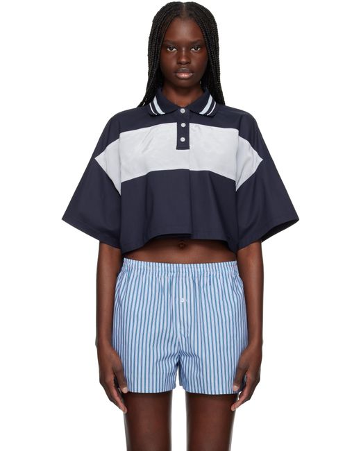 we11done Blue Color Block Cropped Polo