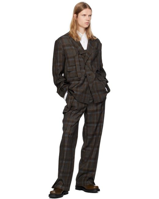 メンズ ANDERSSON BELL ブラウン Soe チェック ラップパンツ Black