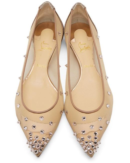 Christian Louboutin Leather Degra Flats in Natural - Lyst