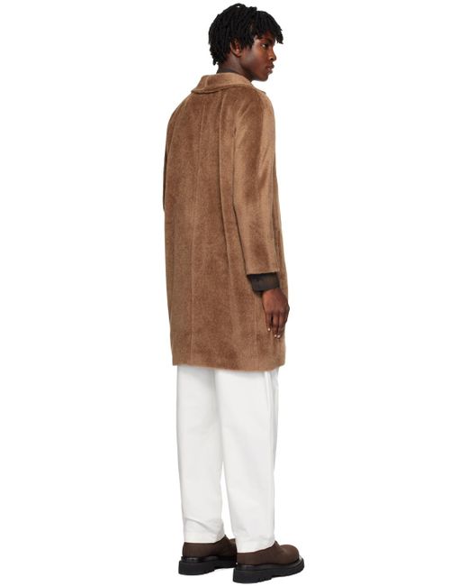Max Mara Multicolor Brown Double-breasted Faux-fur Coat for men