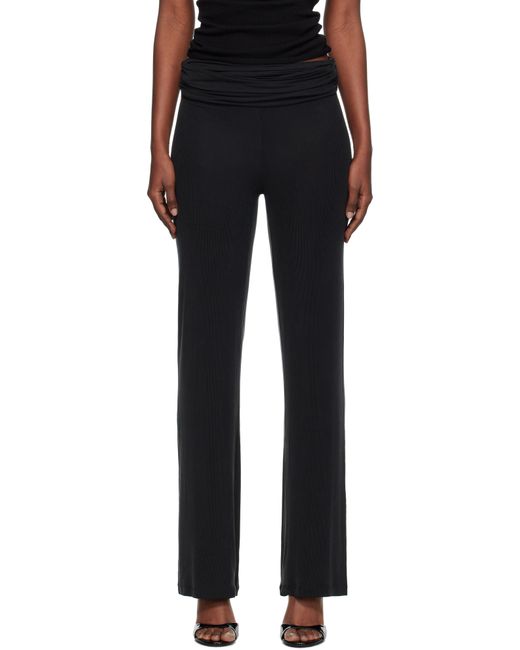 Pantalon Noir À Effet Ruché À La Taille Repliée AYA MUSE en coloris Black