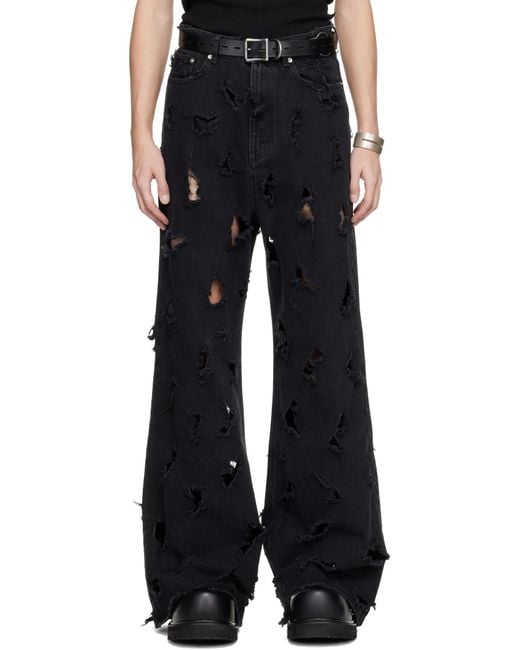 MATIERES FECALES Black Destroyed Jeans for men