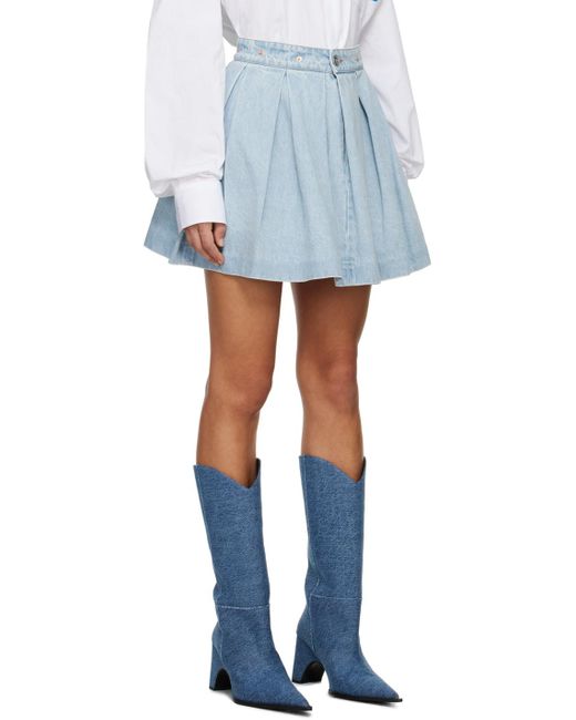 Vetements Blue Pleated Denim Miniskirt