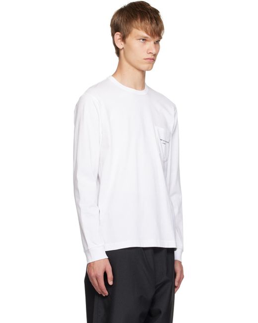 Comme des Garçons White Printed Long Sleeve T-shirt for men