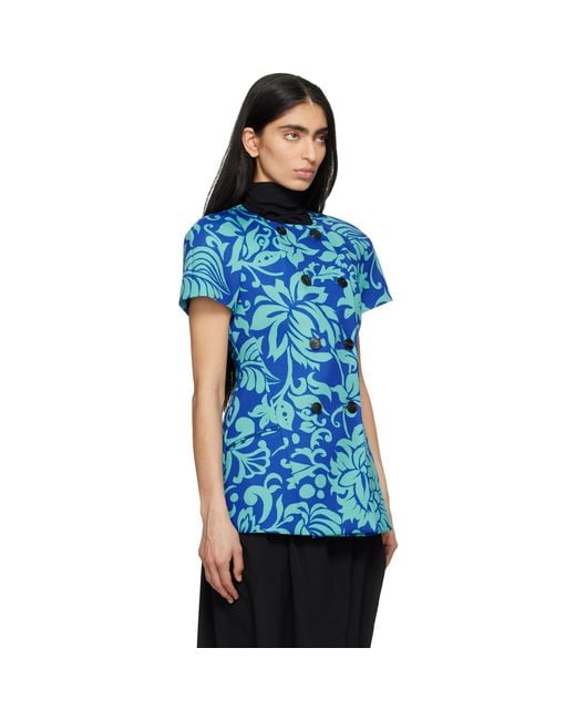 Dries Van Noten Blue Fitted Double Breasted Jacket