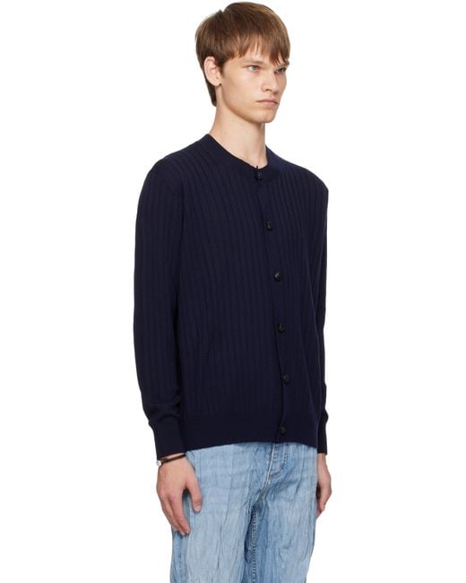 Bottega Veneta Blue Wool Rib Cardigan for men