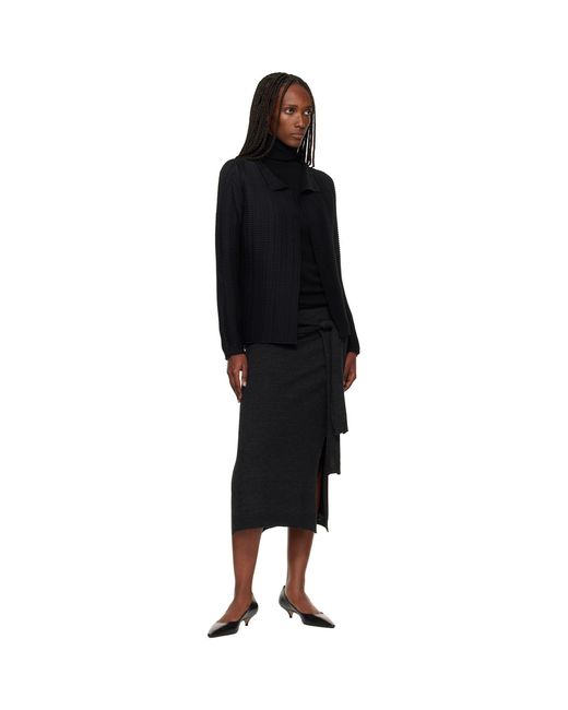 Issey Miyake Black Wooly Pleats Cardigan