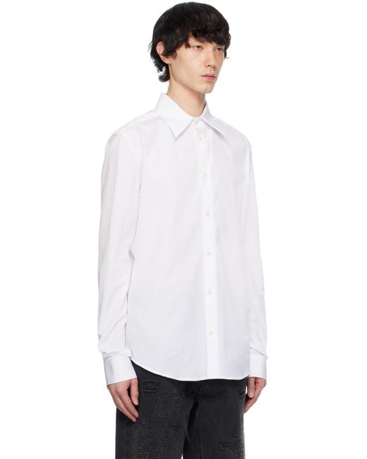 Chemise blanche à logo brodé Balmain pour homme en coloris White