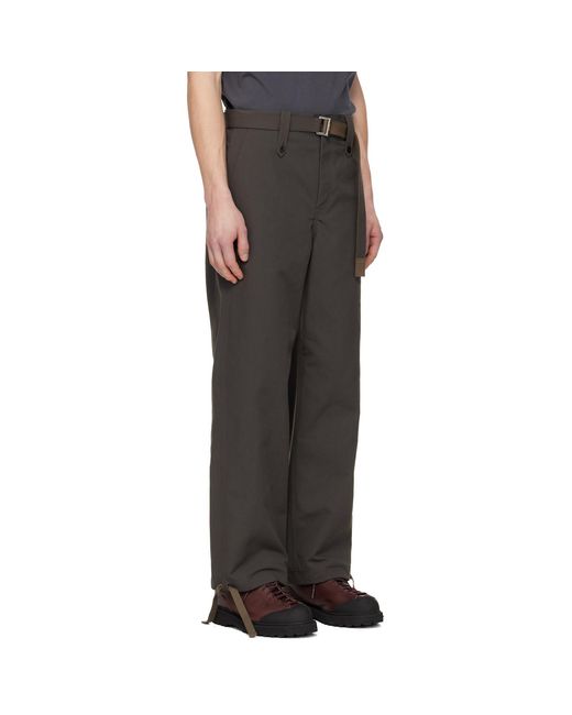 Sacai Black Khaki Weathercloth Trousers for men