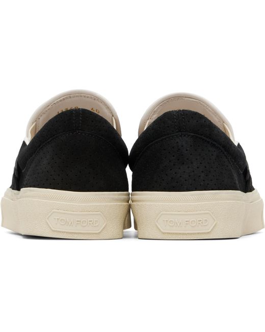 Tom Ford Black Perforated Suede Jude Slip On Sneakers for men