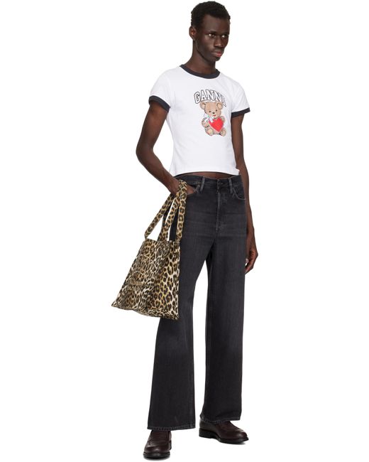 メンズ Ganni ホワイト Bear ベーシック ジャージ Tシャツ Black