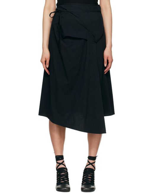 Lemaire Black Asymmetrical Tied Midi Skirt