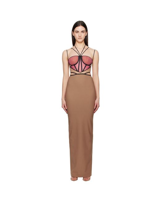 Nensi Dojaka Black Tan & Leila Signature Corset Maxi Dress