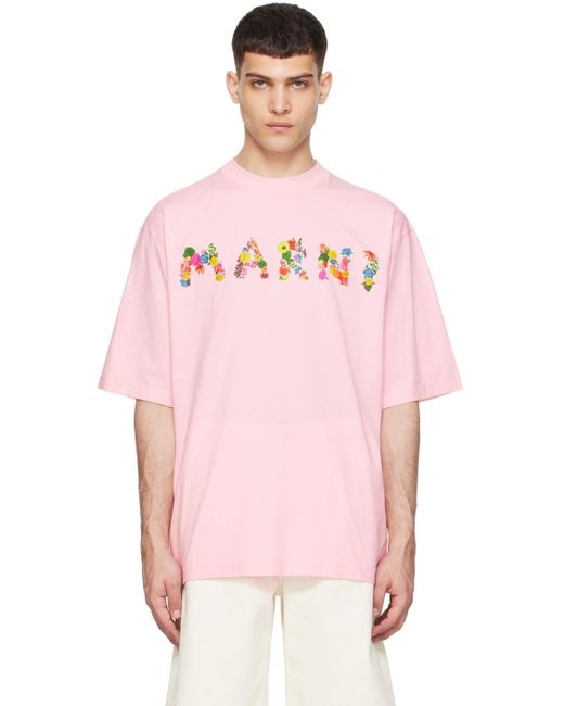 T-shirt rose à logo modifié imprimé Marni pour homme en coloris Pink