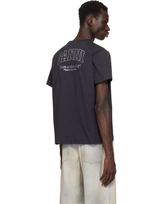 Ganni Relaxed Rhinestone T-Shirt in Black for Men | Lyst