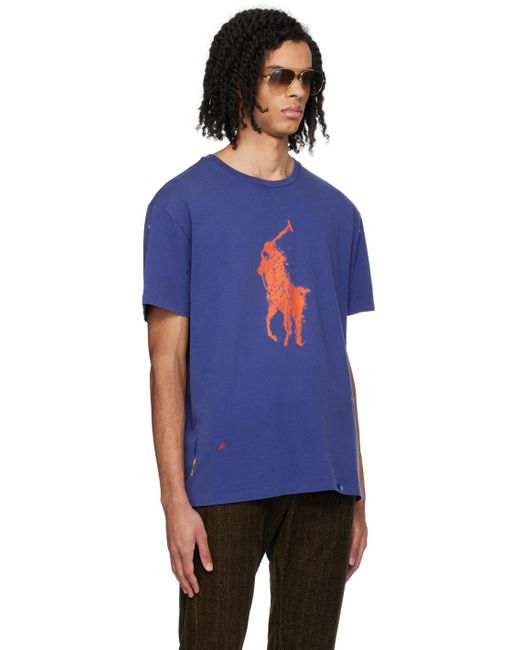 T-shirt bleu à logo surdimensionné Polo Ralph Lauren pour homme en coloris Blue