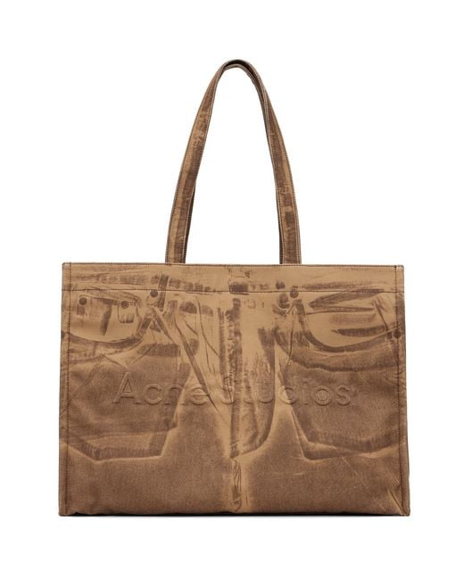 Acne Brown Tan Logo Shopper Tote