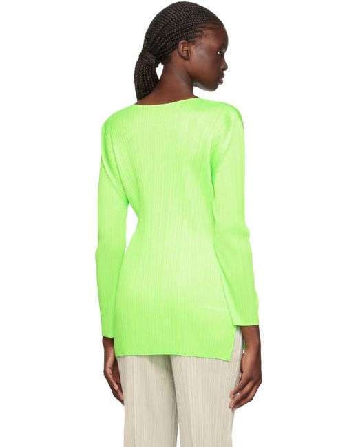 Pleats Please Issey Miyake Green Monthly Colors September Long Sleeve T-shirt