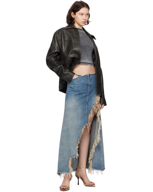 Blouson noir en cuir craquelé Guess en coloris Black