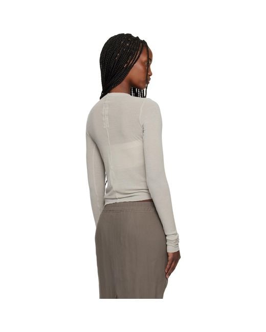 Rick Owens Multicolor Off- Temple Cropped Rib Ls T-Shirt
