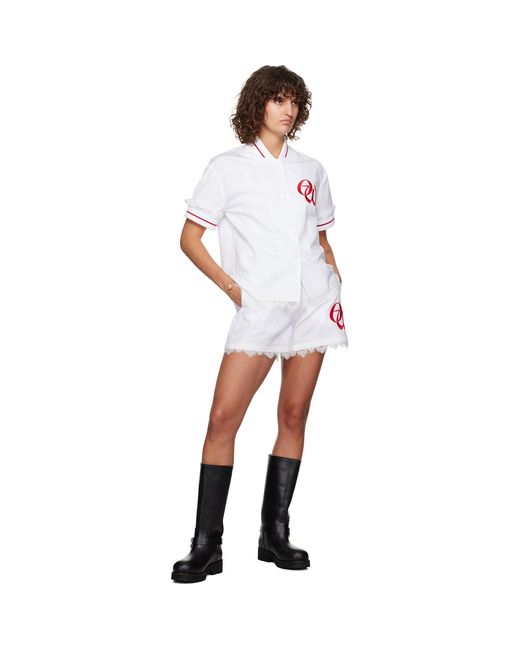 Off-White c/o Virgil Abloh White Poplin 'Ow' Embr Baseball Shorts