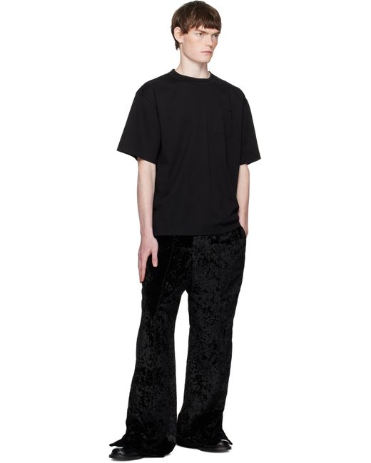 メンズ Toga Virilis ブラック クラッシュベルベット トラウザーズ Black