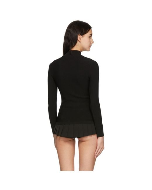 Pushbutton Black Sheer Paneled Turtleneck