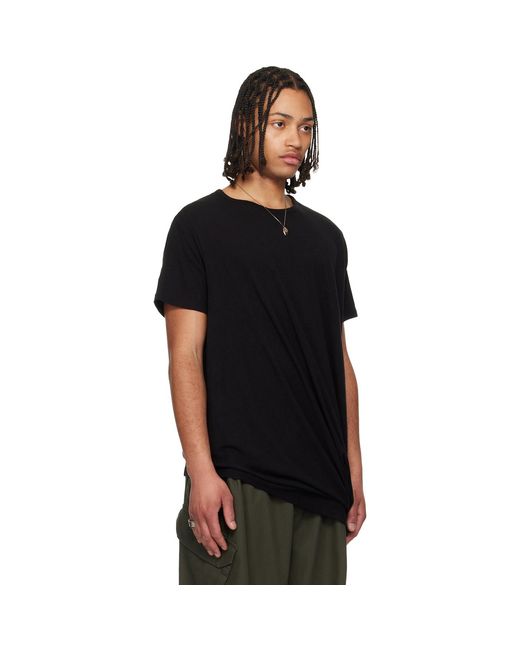 Yohji Yamamoto Black Drape Short Sleeve T-Shirt for men