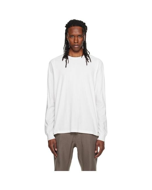 Rick Owens White Off- Tower Short Crewneck Ls T-Shirt for men
